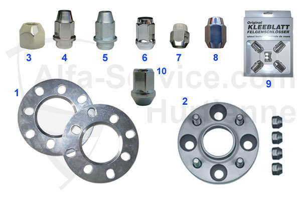 Radmuttern/Spurverbreiterungen