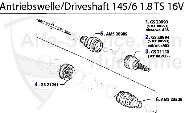 Antriebswelle 1.8 TS 16V Bj. 96>