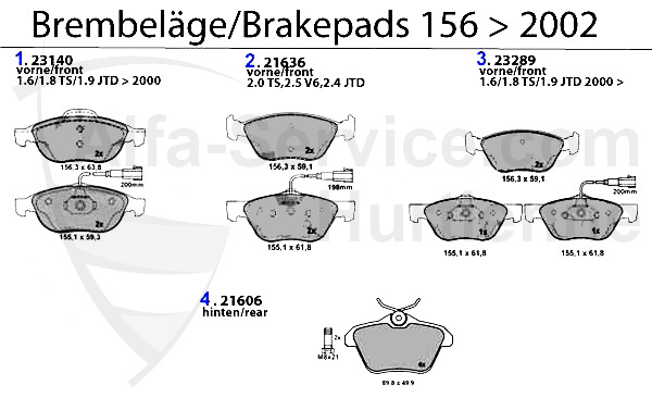 Bremsbeläge Bj. >02