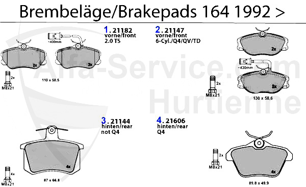 Bremsbeläge Bj. 92>