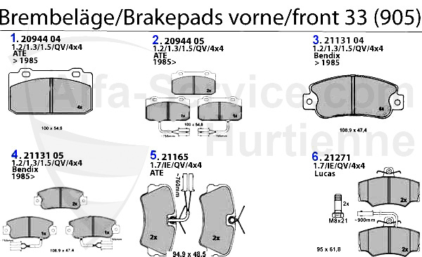 Bremsbeläge 905 vorne