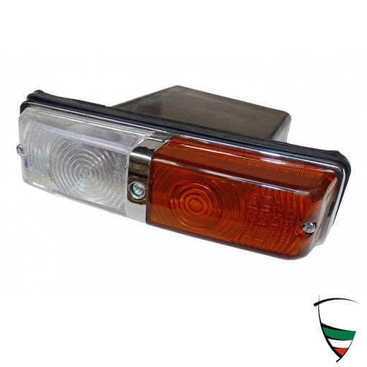 LEFT INDICATOR GIULIA 63-74 ALTISSIMO ORANGE-WHITE WITH CHROME BAR