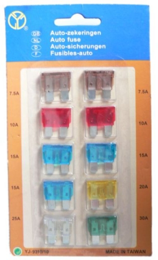 PLUG IN FUSES 2X7.5A 2X10A 3X15A 1X20A 1X25A 1X30A