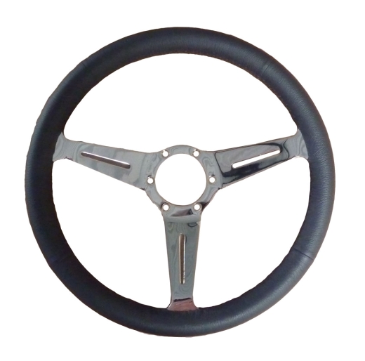 volante 360 mm pelle liscia, raggio cromato, a taglio, senza omologazione
