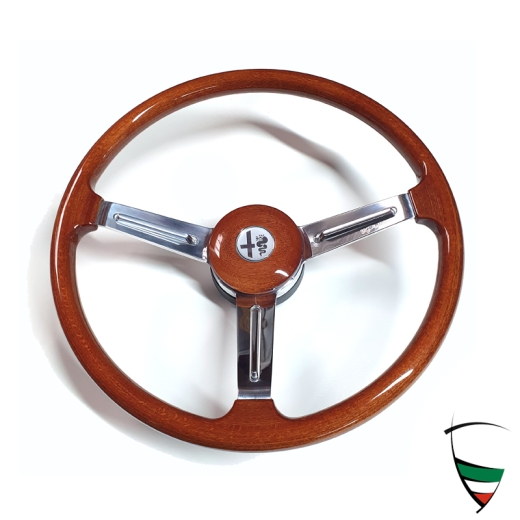 Volant en bois Alfa Romeo 1.serie 1300- 1750cc,embleme en argent,type plat 380mm