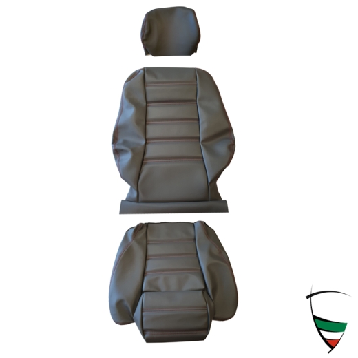Habillage de siège Spider QV skay gris avec coutures rouges, avec appui-têtes