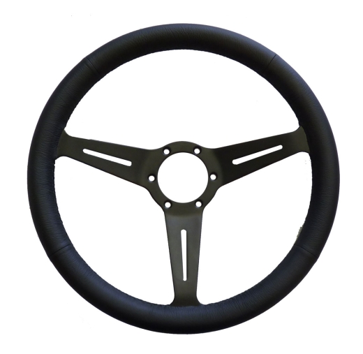 Lenkrad 360mm Glattleder schwarz, Speichen schwarz geschlitzt