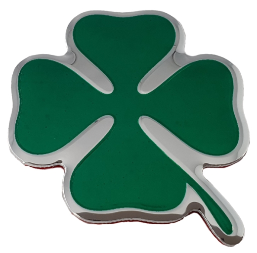 MODEL SIGN CLOVERLEAF GREEN 33x33MM SILVER EDGES