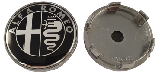 Emblema del cerchio Alfa Romeo nero/bianco 60 mm