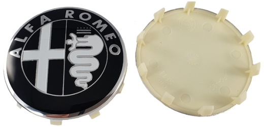 Emblème de jante Alfa Romeo noir/blanc 60mm