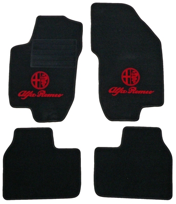 Fußmatten 156 GTA schwarz/rotes Emblem,Tuftvelour,gekettelt Rücken beschichtung: Latex-Feinprägung