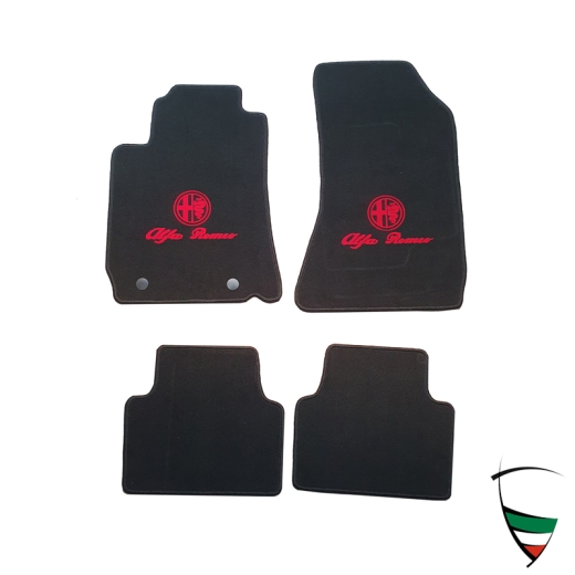 FLOOR MATS 159 STARTING FROM 05/08 BLACK/RED EMBLEM, WITH ORIGINAL ALFA MOUNTING KIT