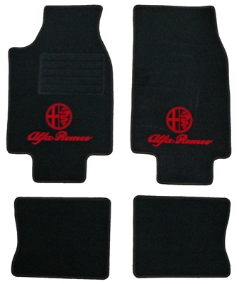 FOOT MATS 75 BLACK VELOUR WITH ALFA ROMEO EMBLEM