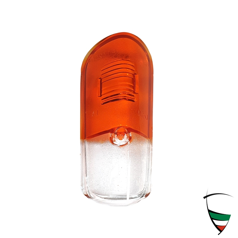 Blinkerglas Kantenhaube rechts orange-weiß