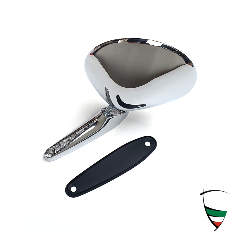 Aussenspiegel Chrom rund Spider, GT 1. Serie ohne Alfa Emblem, schmaler Fuß mit Unterlage
