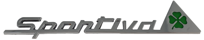 Schriftzug Sportiva mit Kleeblatt seitlich Chrom 148x28mm Giulietta ab 2010