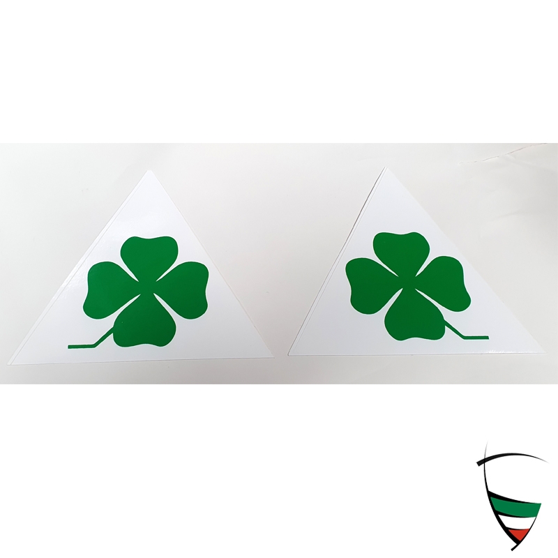 Aufkleber Kleeblatt, Dreieck weiß li/re ca. 14x14x14 cm Satz = 2 Stück