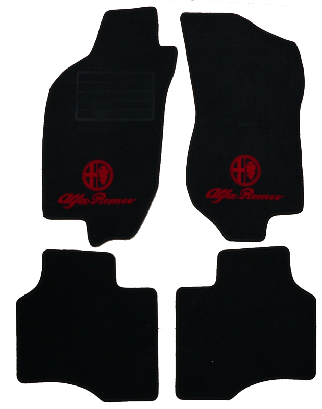 Fußmatten 146 bj. 05.95-05.99 schwarz/rotes Emblem Tuftvelour gekettelt,Rückenbeschichtung:Latex Feinprägung
