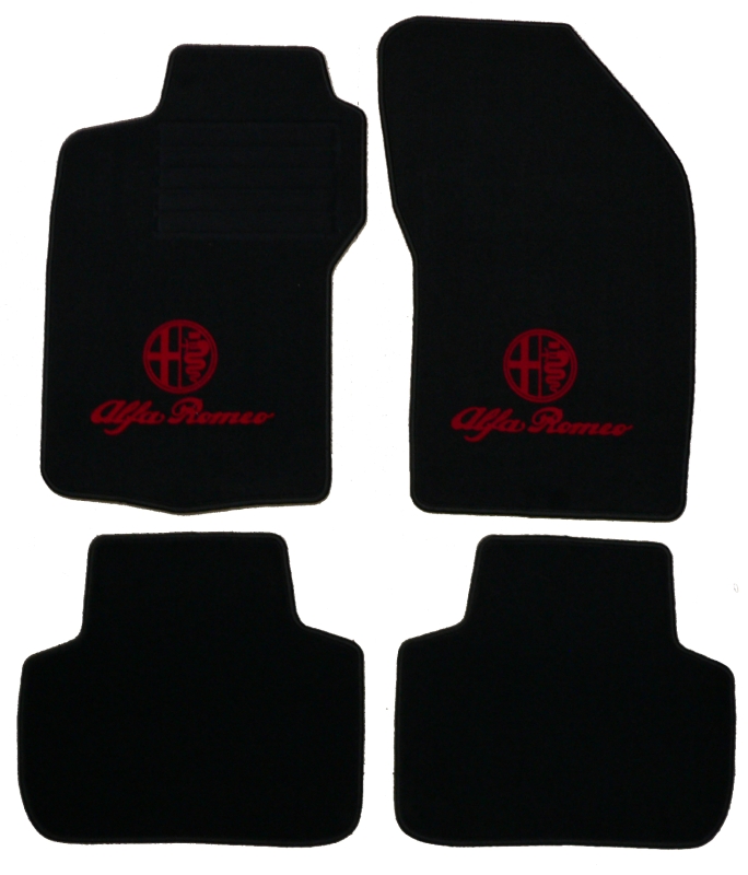 Fußmatten 147 schwarz/rotes Emblem Tuftvelour,gekettelt,Rückenbeschich tung:Latex-Feinprägung