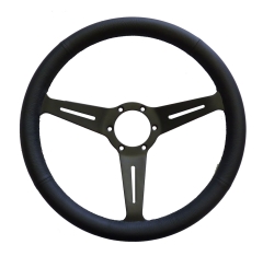 Lenkrad 360mm Glattleder schwarz, Speichen schwarz geschlitzt, ohne ABE